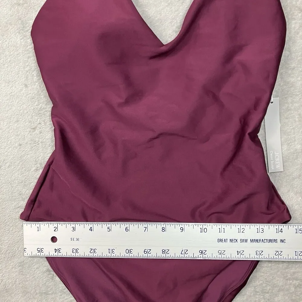 J Crew Classic Sculpt Lana One-Piece Womens 10 Burgundy Luxe Beach Resort CI367